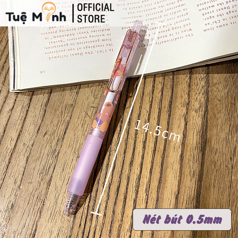 Bút Gel Bấm Cài Kim Loại Mực Đen 0.5Mm Hoạt Hình B36 Xinh Xắn- VPP Tuệ Minh
