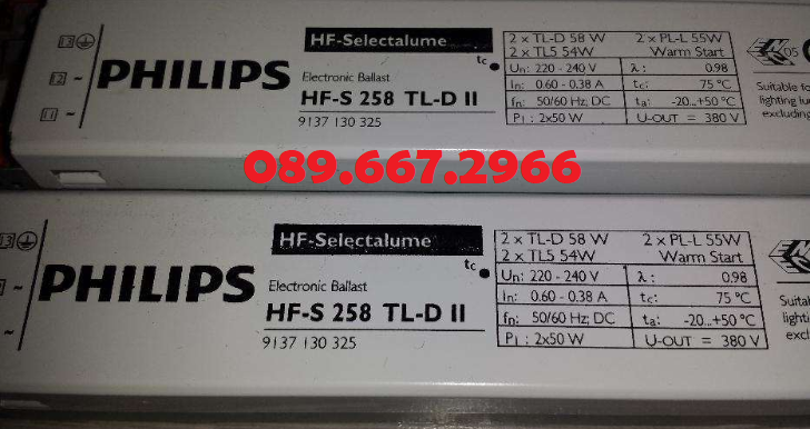 Chấn lưu điện tử bóng huỳnh quang Philips HF-S 258 TL-D II 220-240V 50/60Hz