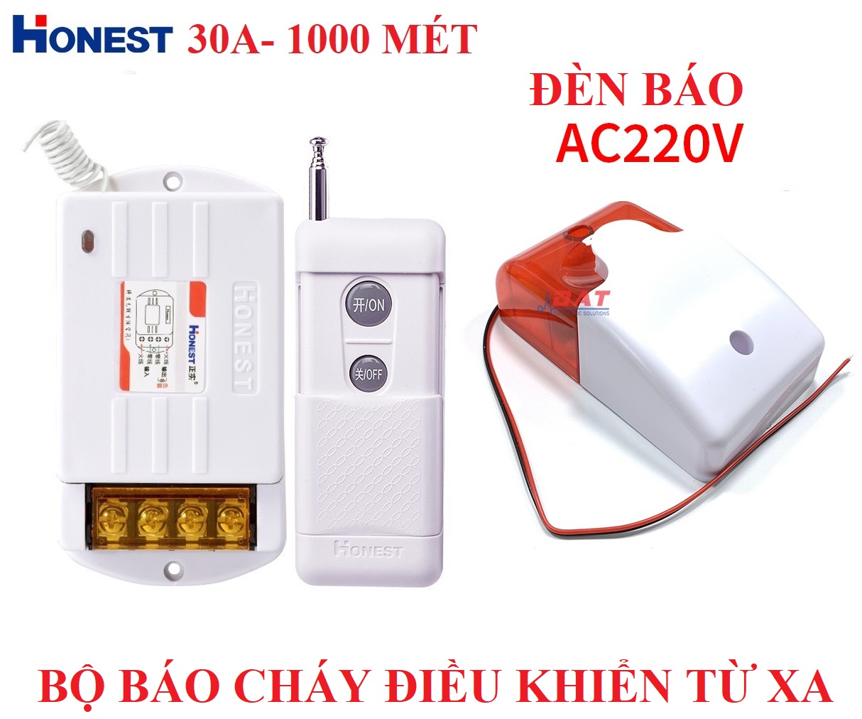 Bộ thiết bị báo cháy điều khiển từ xa 1KM và đèn báo còi 11DB 220V chuông báo cháy còi báo cháy