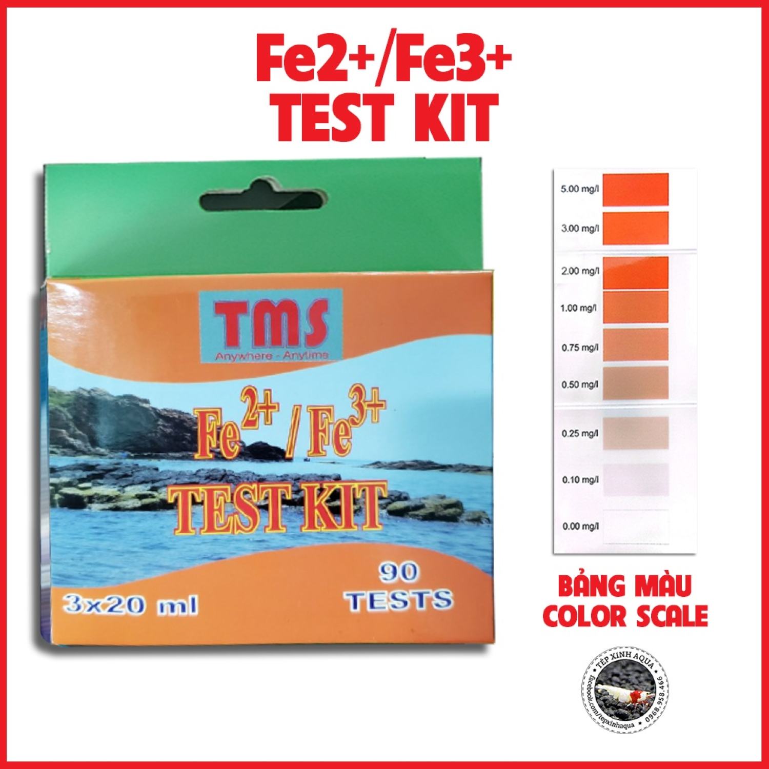 Bộ kiểm tra nước - test nước đo Fe - Kit đo - Kit test Sắt (phèn) - test hàm lượng TMS [Tép Xinh Aqua]