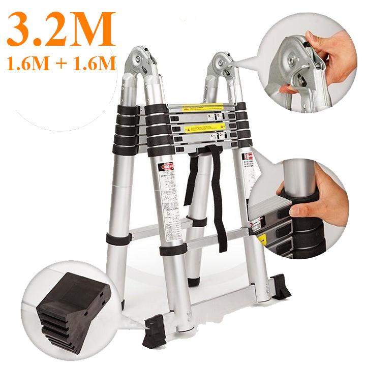 Thang nhôm rút đôi - thang rút gọn chữ A - Thang cao cấp đa năng AI 3,2m