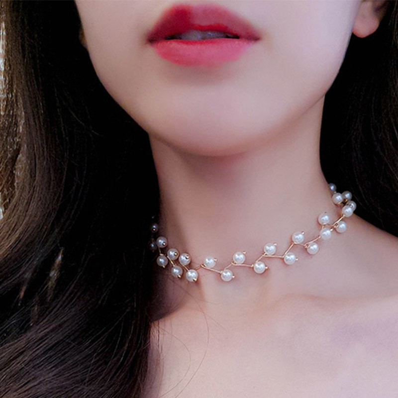 Vòng cổ choker đính ngọc trai sang trọng cho nữ