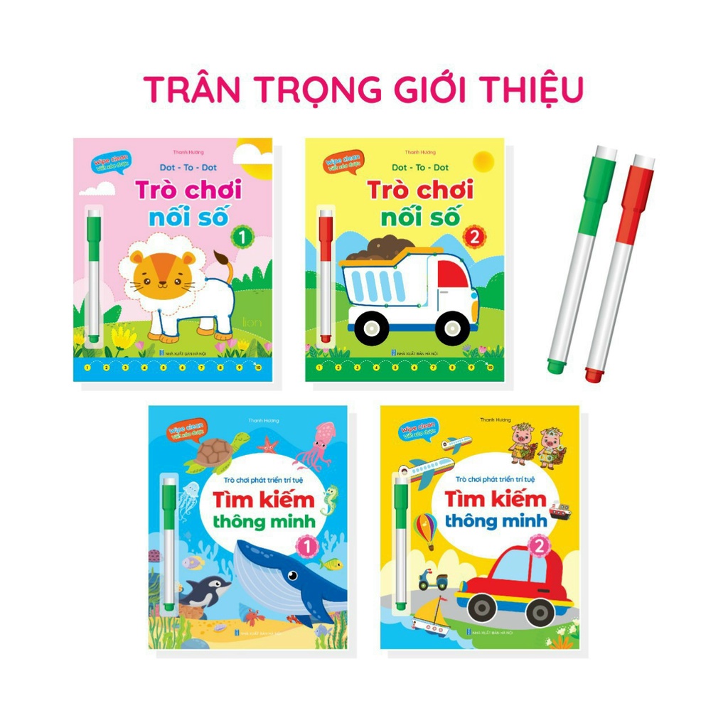 COMBO Bộ 4 Sách Trò Chơi Rèn Luyện Trí Thông Minh - Bộ Sách Trò Chơi Nối Số và Trò Chơi Tìm Kiếm Phát Triển Tư Duy Cho Trẻ Em 2-6 Tuổi