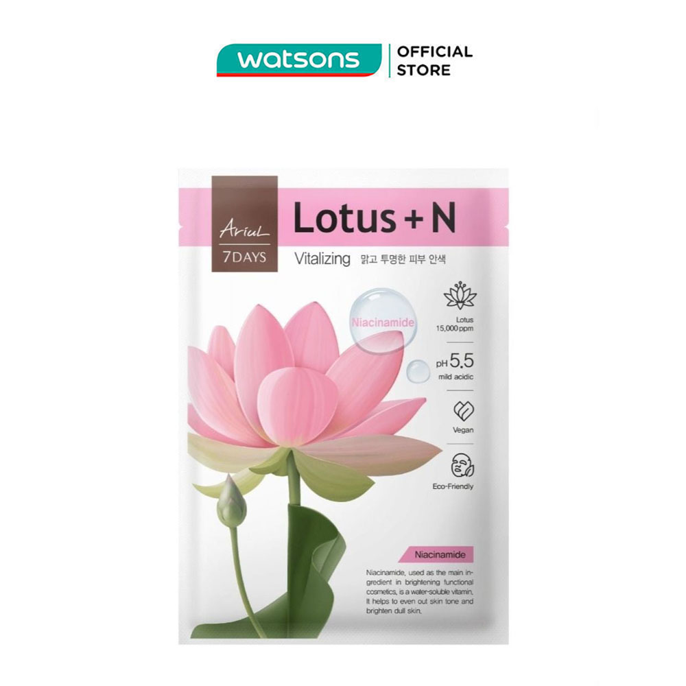 Mặt nạ ariul 7days lotus + niacinamide hoa sen sáng mịn da & đầy sức sống 23ml