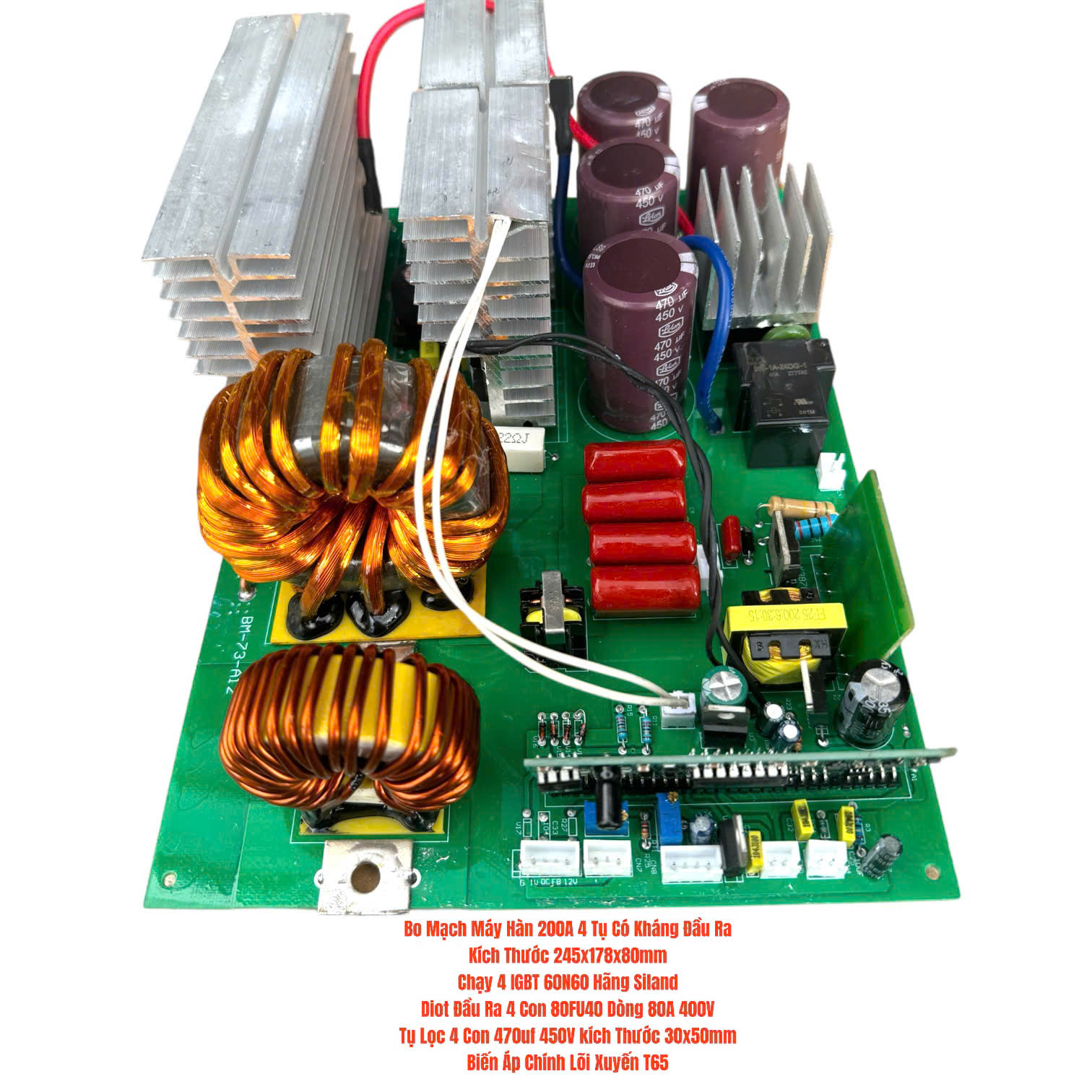 Bo mạch máy hàn kiểu 4 tụ 4 igbt dòng 200a
