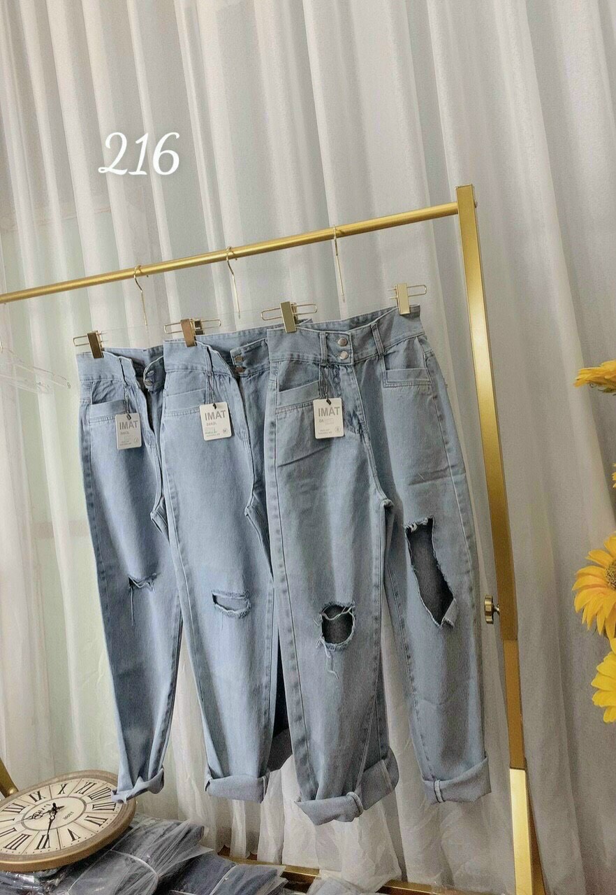 BAGGY JEANS 2 NÚT RÁCH MẢNG
