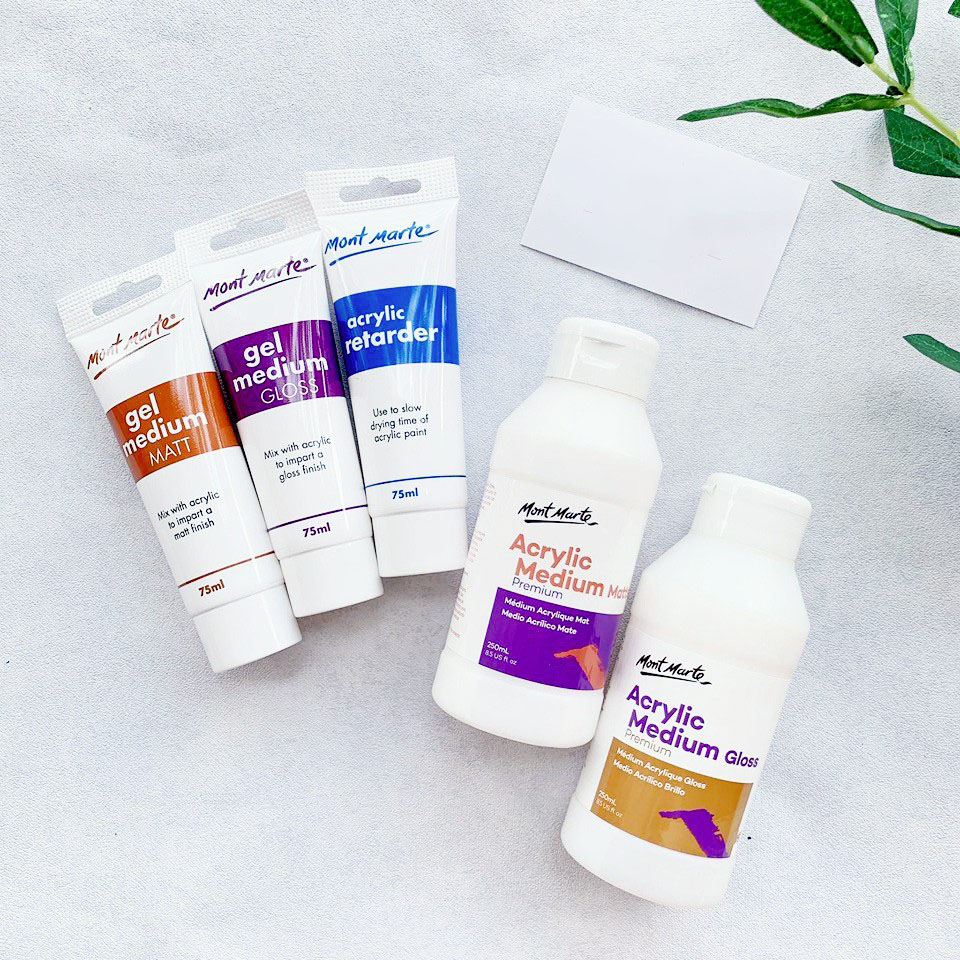 Medium acrylic gloss Mont Marte phủ bóng đất sét, tranh acrylic, tranh số hoá (75ml/135ml)