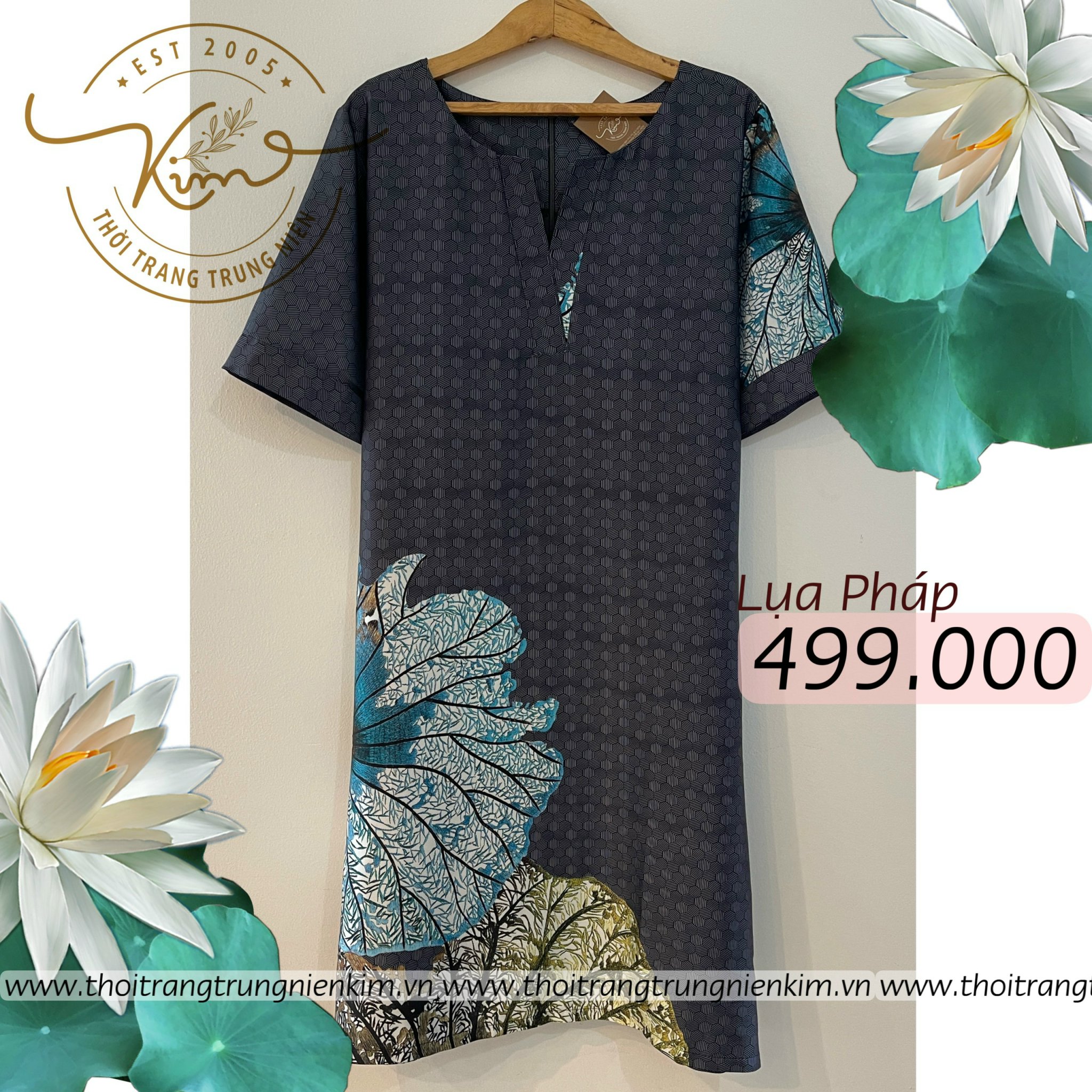 Đầm lụa Pháp cổ xẻ