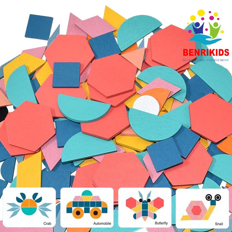 Đồ chơi cho bé - Bộ xếp hình sáng tạo Pattern Block bằng gỗ cho bé sáng tạo