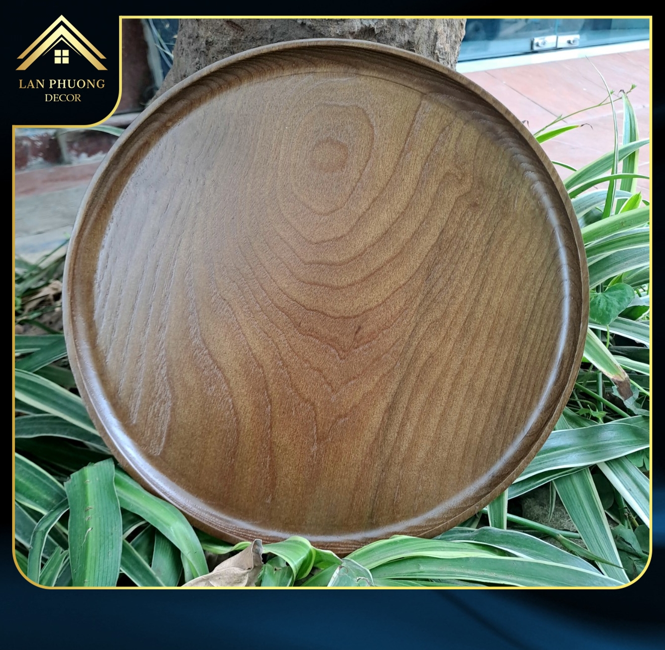 Khay gỗ tròn decor chất liệu gỗ tự nhiên