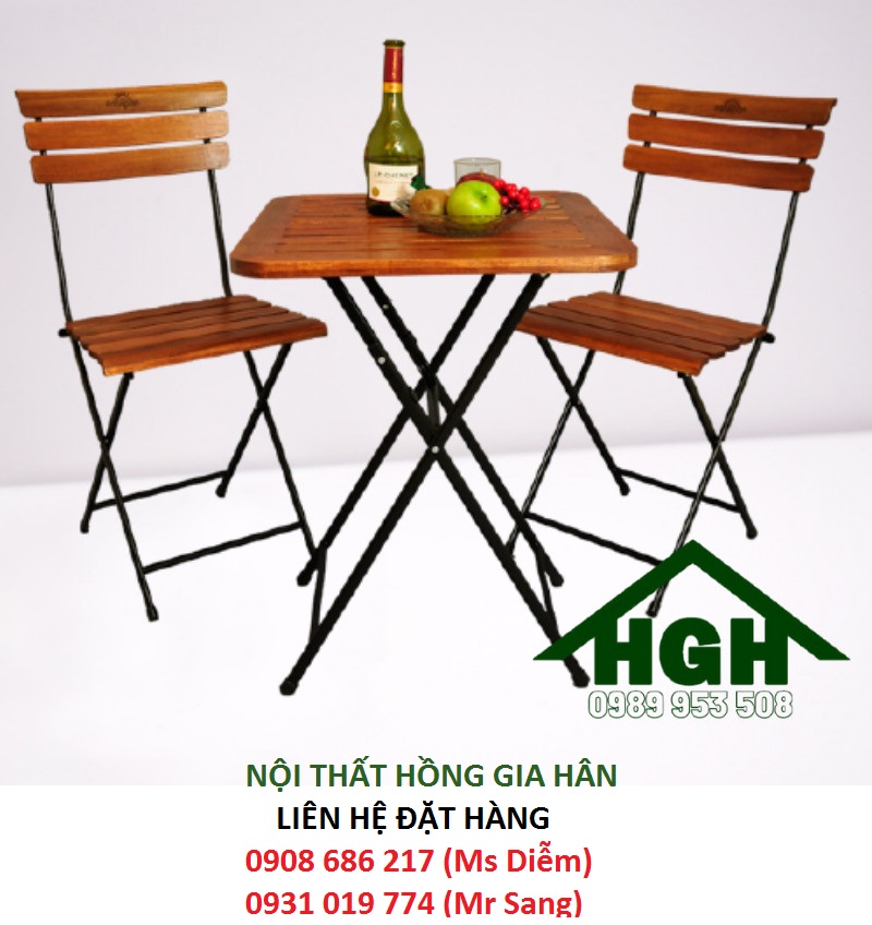 Bàn ghế cafe chân xếp hgh120