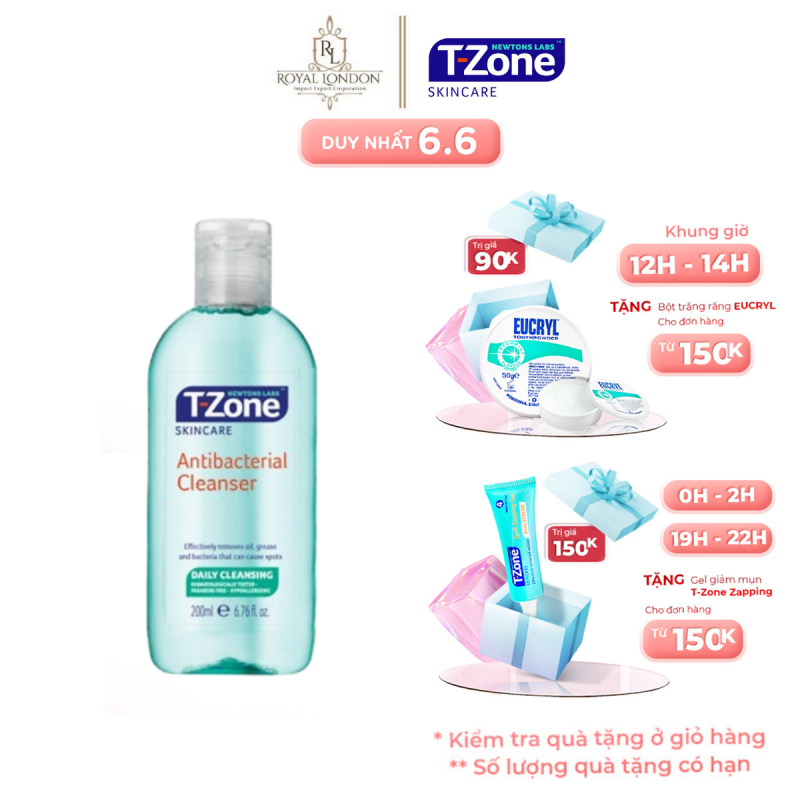 Toner Làm Sạch, Diệt Khuẩn Tinh Chất Tràm Trà T-Zone Antibacterial Cleanser 200ml