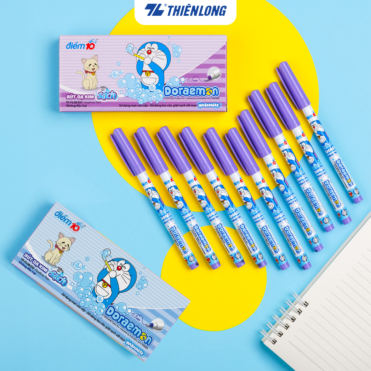 Combo 10 bút lông kim - bút mực nước điểm 10 doraemon fl-08/do