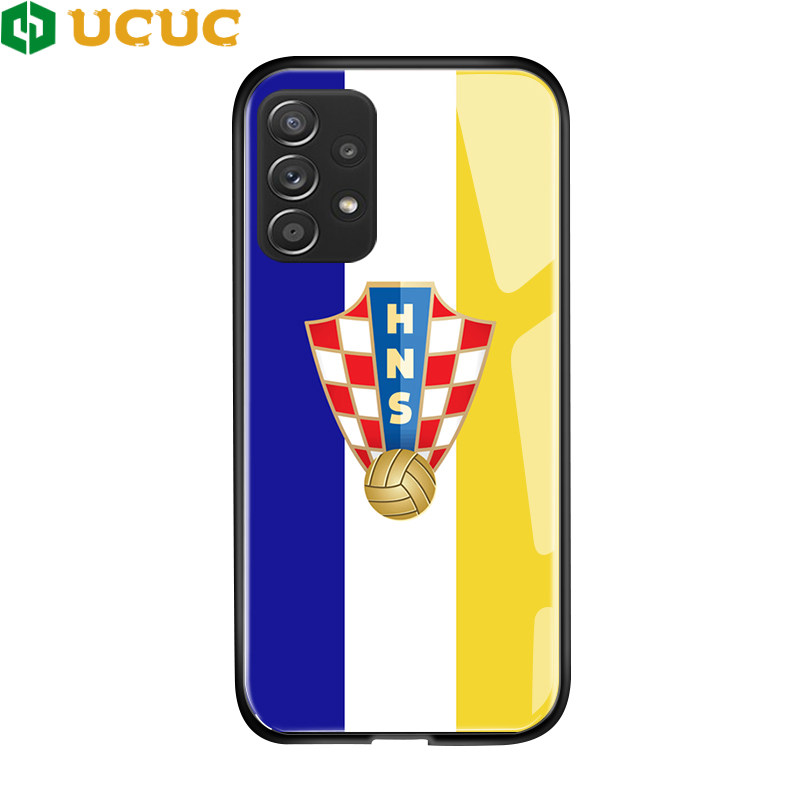 UCUC Casing Case For Samsung Galaxy A52S 5G Samsung a52s 5g Case Luxury League Football Club badge Case Tempered Glass Casing Protective Back Shockproof Cover