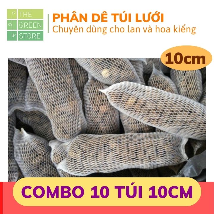 Combo 10 phân dê đã xử lý, túi lưới dài 5cm, 10cm, 20cm, 30cm, không mùi chuyên dùng cho hoa lan