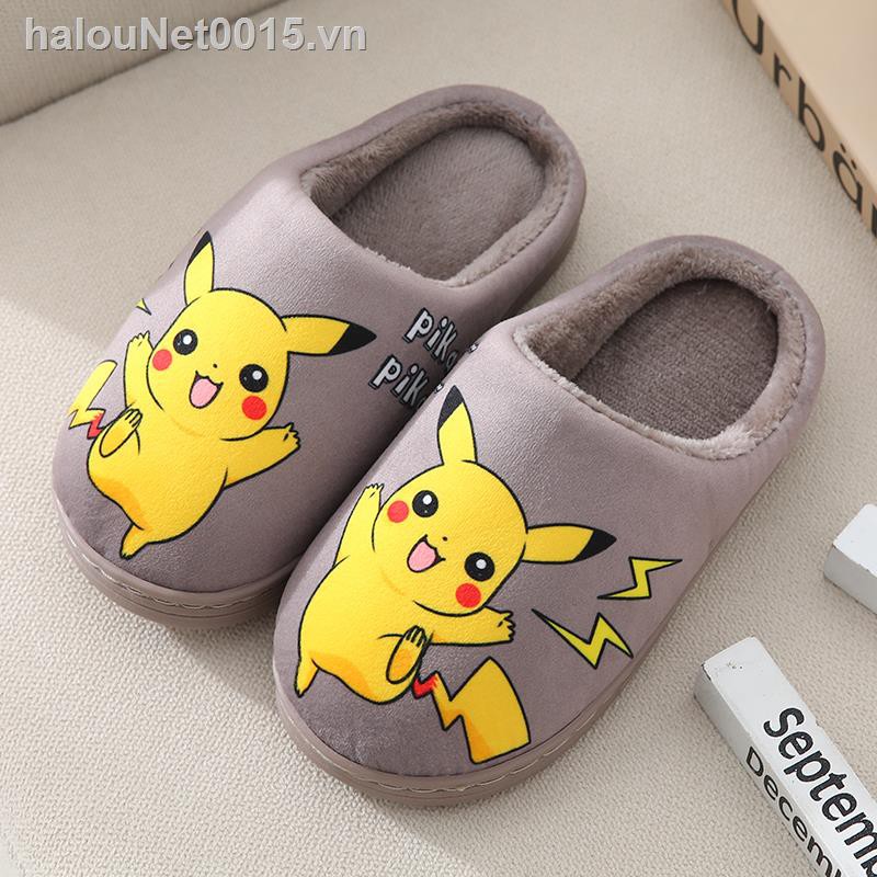 Dép Bông Đi Trong Nhà Chống Trượt Hình Pikachu Cho Bé