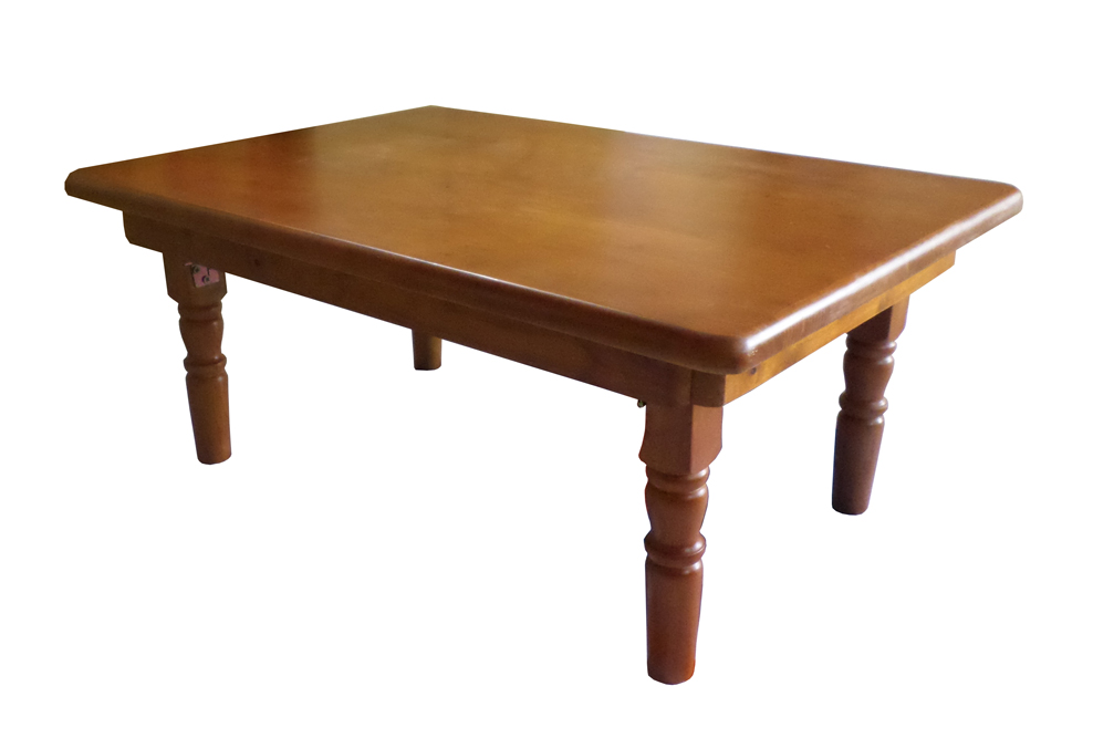 Bàn trà xếp gọn chân tiện 90x60x28cm bằng gỗ