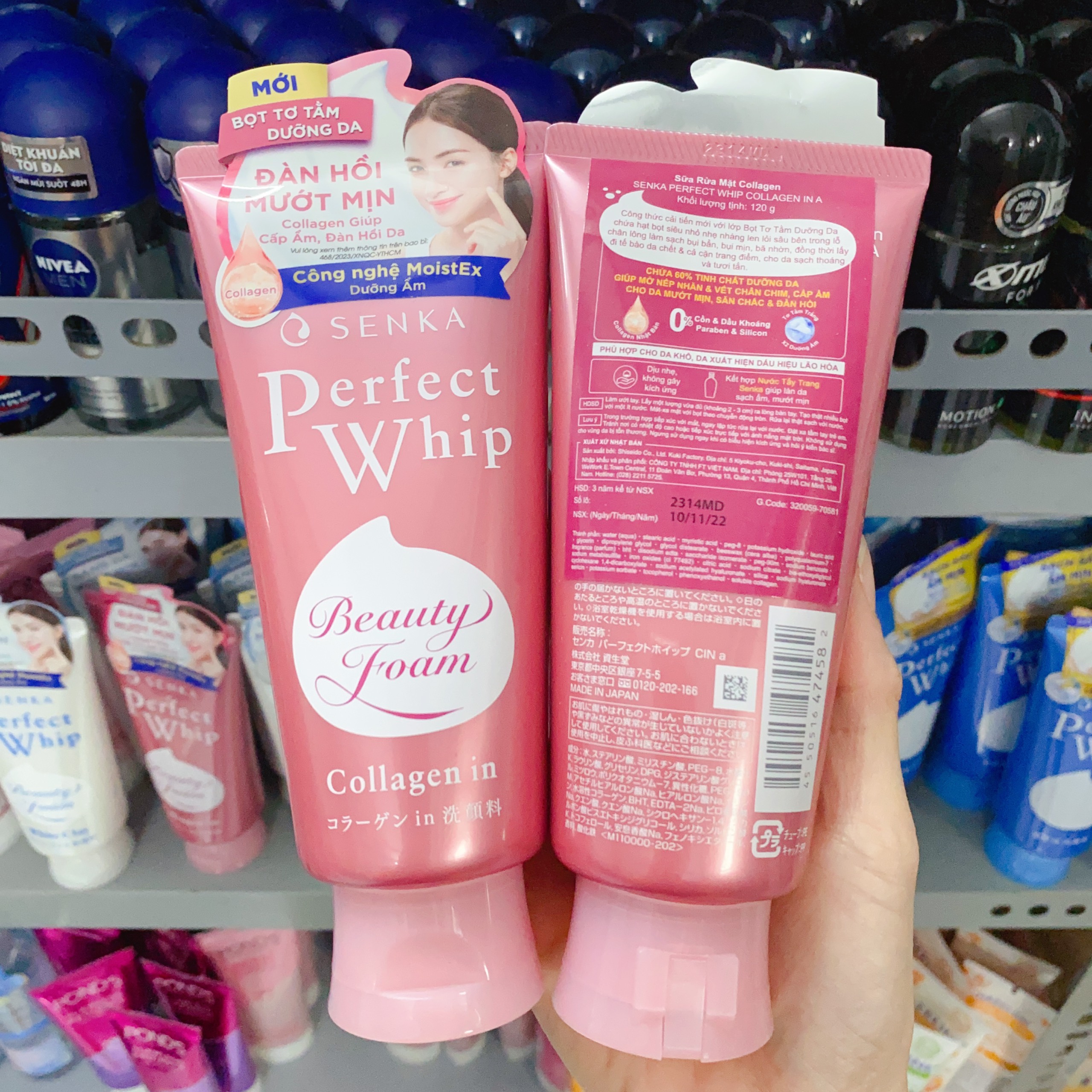 (Ho Chi Minh City ) Senka perfect cone collagen in 120g anti aging face cleanser