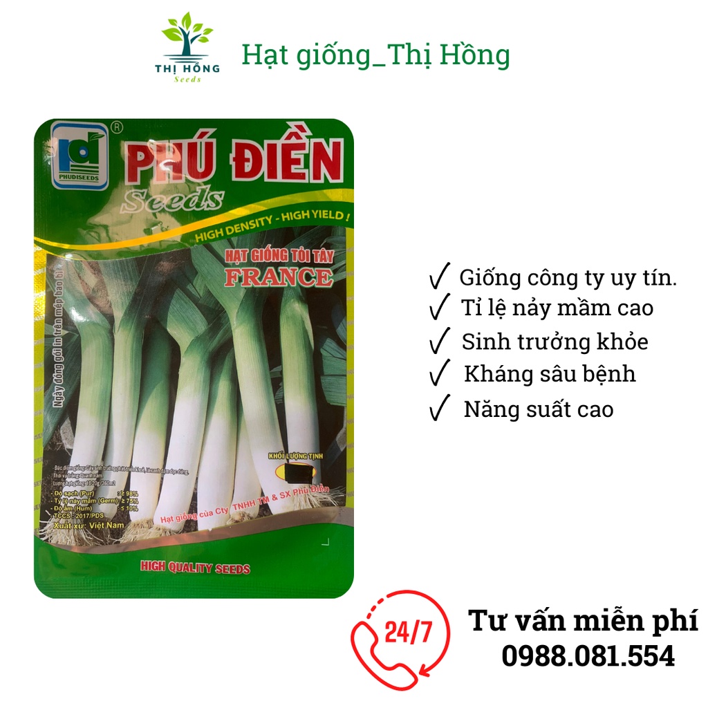 Hạt giống tỏi tây 2g (lá xanh đậm, dọc trắng cứng).
