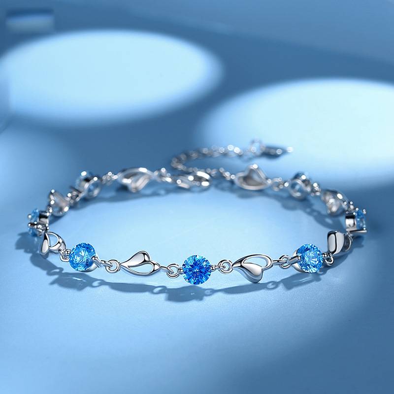 [HCM]Lắc Tay nữ Bạc Ý S925 Đính Đá Zircon Nữ Tính Quí Phái LTZIRCONXANH7