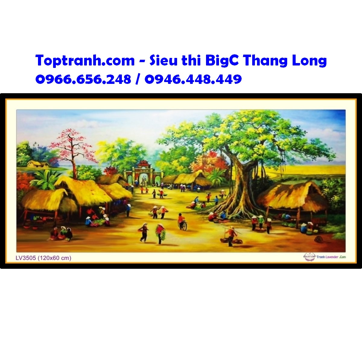 Tranh thêu chữ thập chợ quê LV3505 chưa thêu