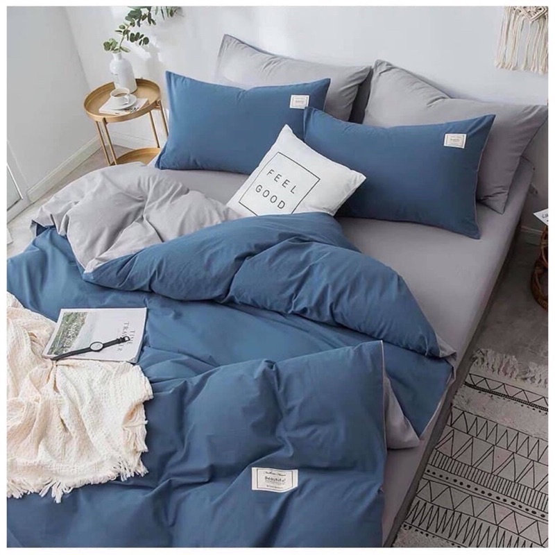 Bộ chăn ga gối cotton tici trơn một màu cao cấp