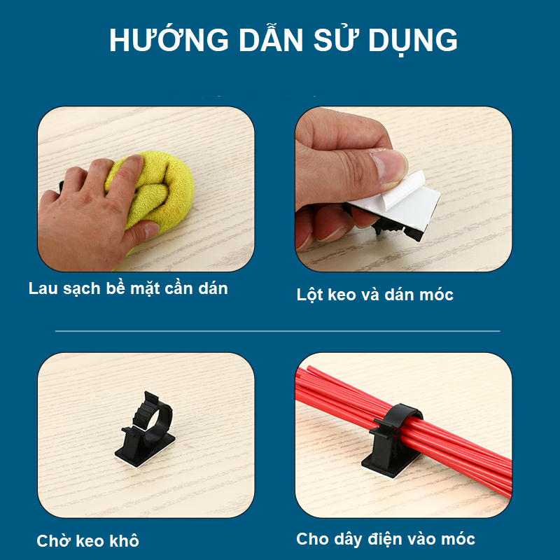 [HCM]Gói 10 cái móc dán cố định dây điện