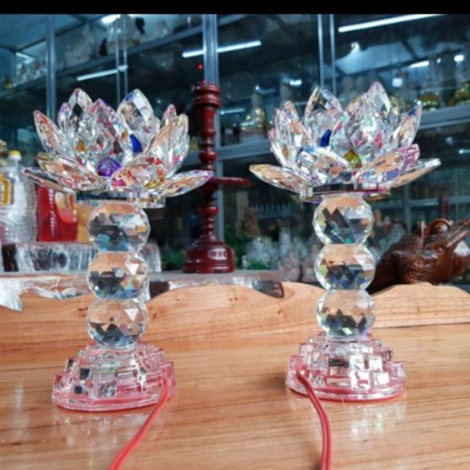 Đèn thờ cúng.sen pha lê 22cm