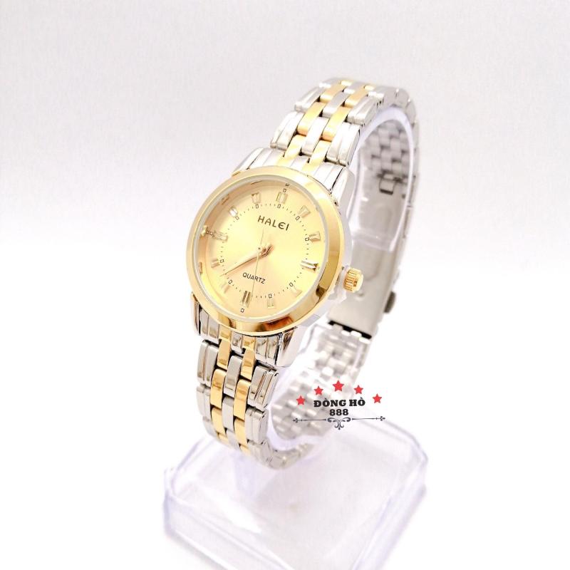 Đồng hồ nữ HALEI dây kim loại thời thượng ( HL502 dây demi mặt vàng ) - TẶNG 1 vòng tỳ hưu phong thuỷ