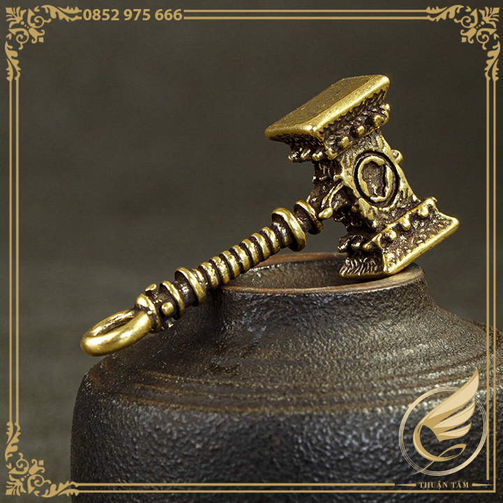 Móc Khóa Avengers Búa Thần Mjolnir Thần Sấm Thor Đồng Nguyên Khối - Đồ Đồng Thuận Tâm