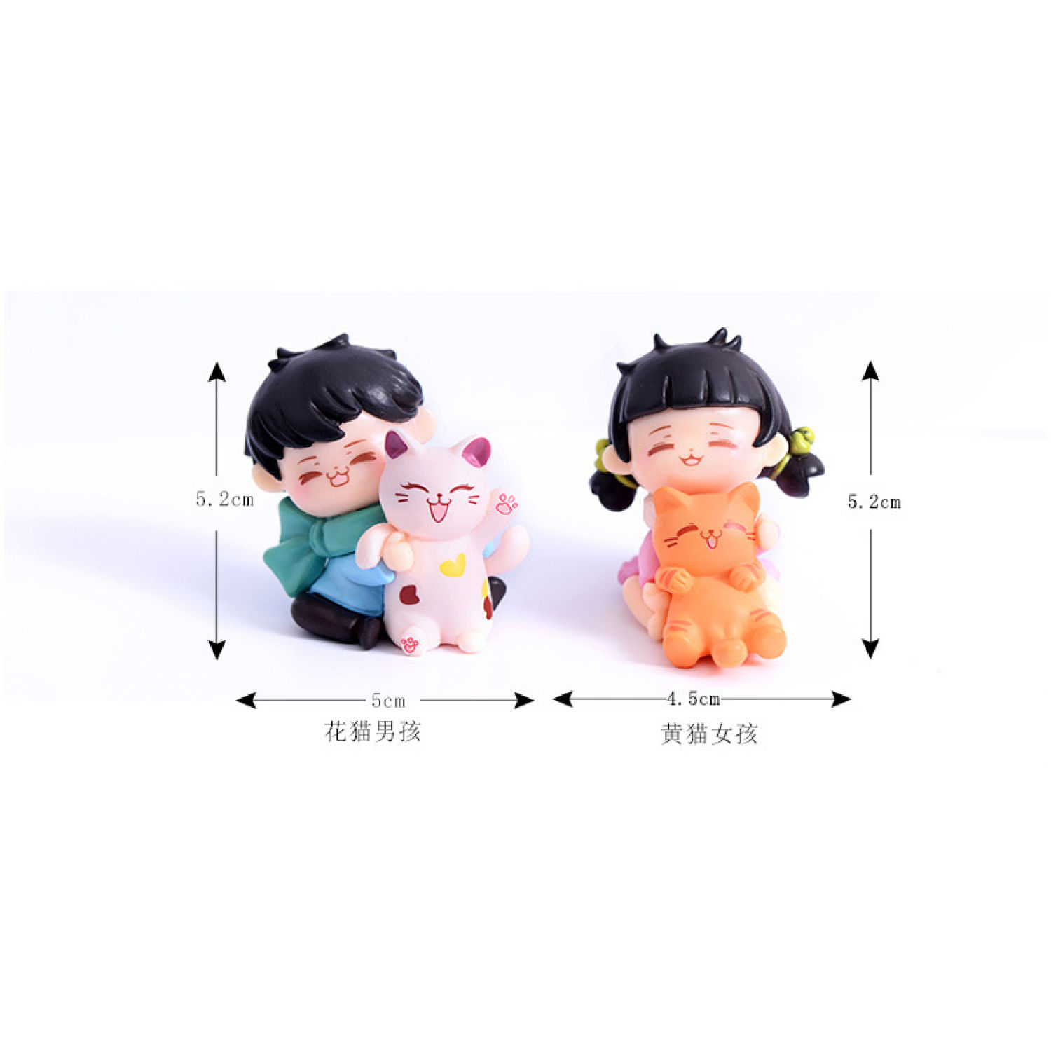 Mô hình cặp đôi cô cậu bé ôm mèo trang trí tiểu cảnh