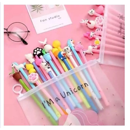 Combo mực tím 20 cây bút bi nước hoạt hình unicorn