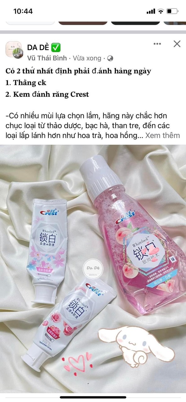[GIẢM 5% ĐƠN 129K]Kem đánh răng - Nước xúc miệng Crest hương quả Đào