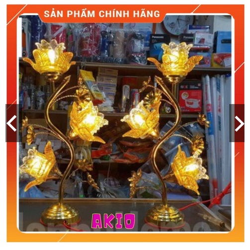 Đèn thờ hoa sen 3 bông thủy tinh loại 40cm , 50cm , 60cm
