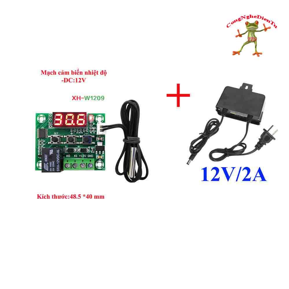 Mạch cảm biến nhiệt độ W1209 + nguồn 12v
