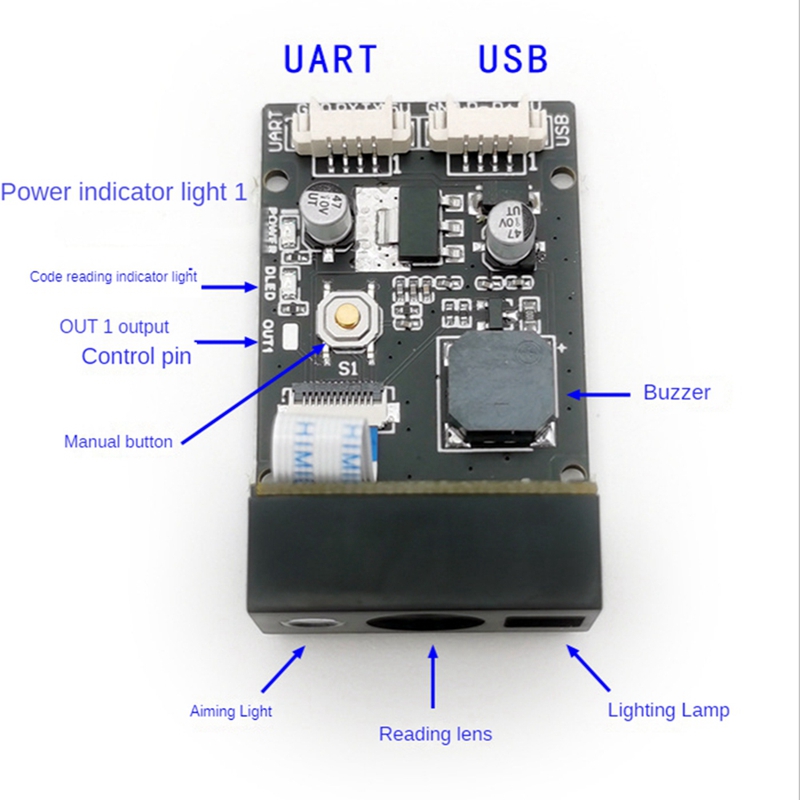 GM865 1D 2D Barcode Scanner USB TTL Bar Code Reader QR Code Module CMOS with Cable for Bus Supermarket