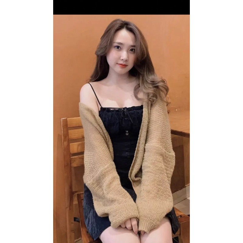 Áo Cadigan len mỏng phong cách Hàn Quốc