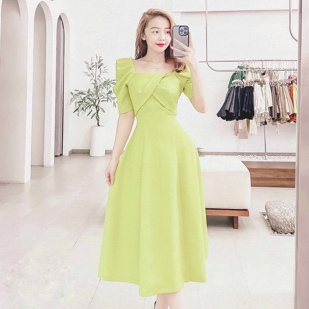 [HÌNH THẬT] ĐẦM ĐẮP CHÉO NƠ NGỰC TAY PHỒNG BIGSIZE 50.90KG