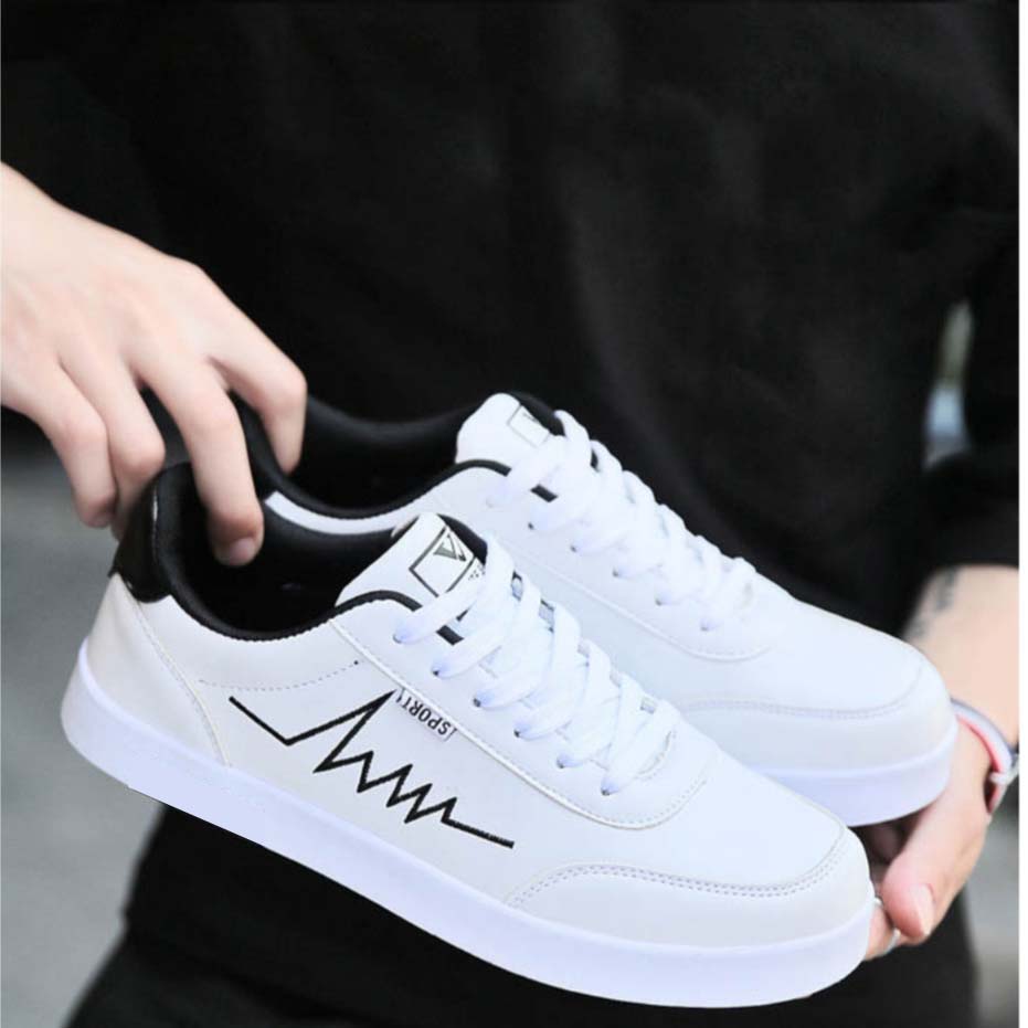 GIÀY NAM SNEAKER FULL TRẮNG THÊU NHỊP TIM, ĐẾ CHỐNG TRƠN TRƯỢT, THOÁNG KHÍ THÍCH HỢP ĐI HỌC, ĐI CHƠI, EXPORT SHOES