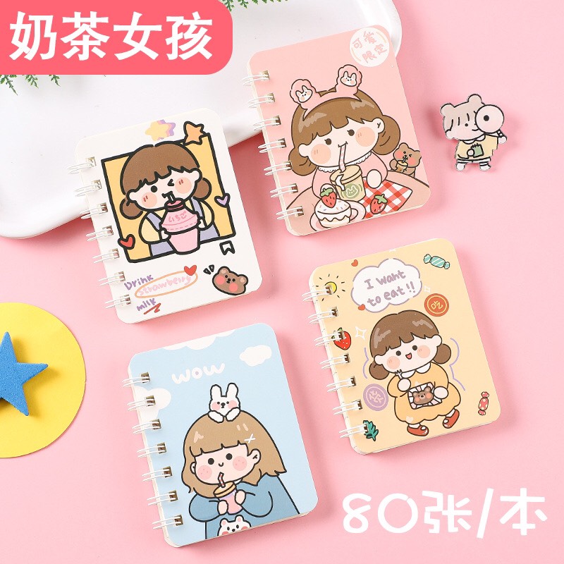 [Được chọn] Sổ tay mini gáy lò so siêu cute