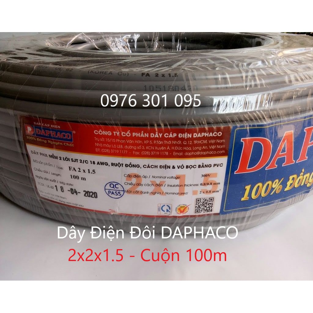 Dây điện đôi xám tròn fa 2x2x1.0 / 2x2x1.5 / 2x2x2.5