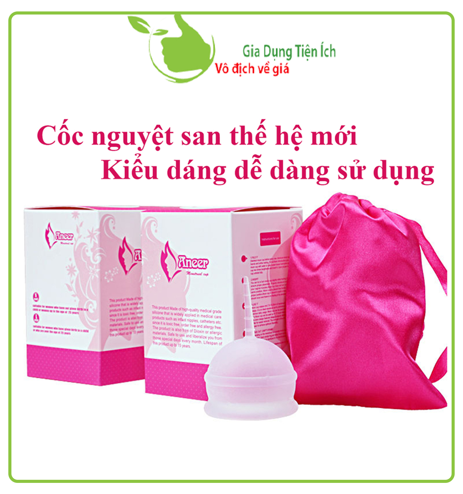 Cốc nguyệt san aneer cup mẫu mới