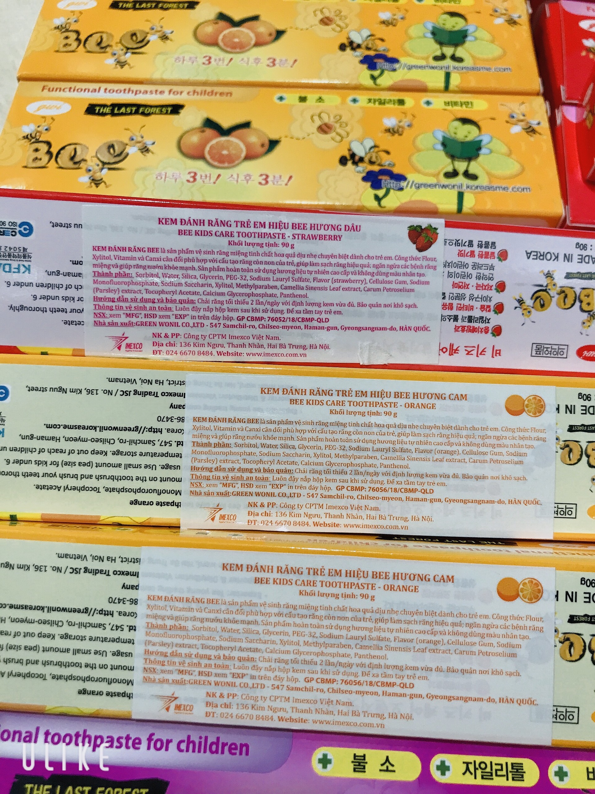 Kem đánh răng em bé BEE hàn quốc hương trái cây ( Tuýp 90g)