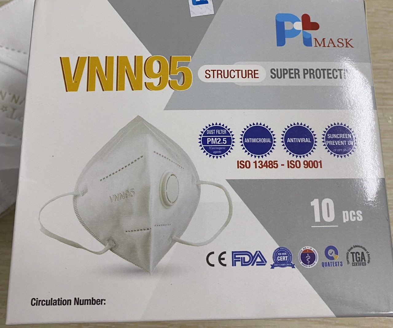 Khẩu trang y tế n95 hiệu pt mask có van 5 lớp