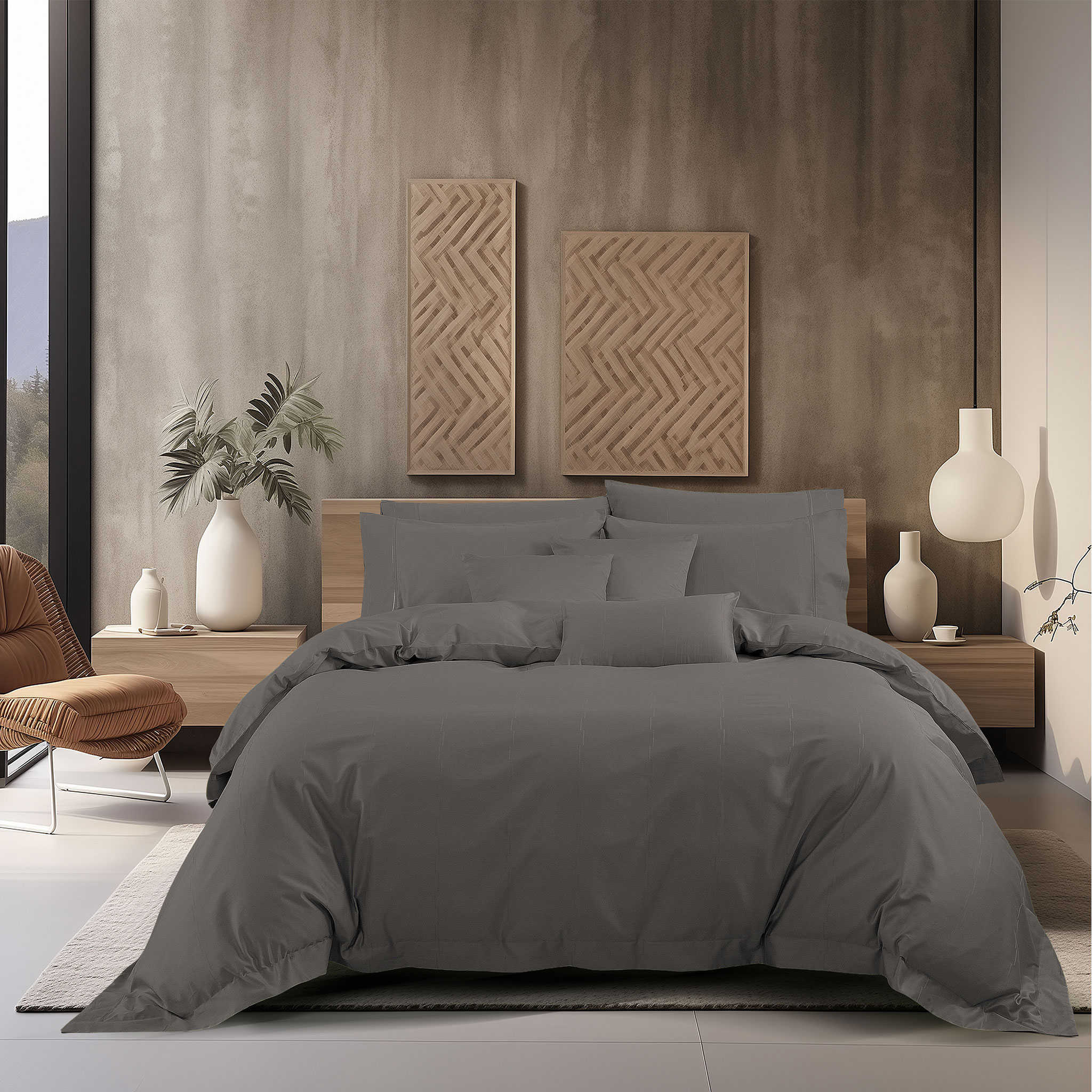 Bộ Ga kèm Vỏ chăn Akemi Cotton Select Affinity v2, gồm 6 món (King/Queen)