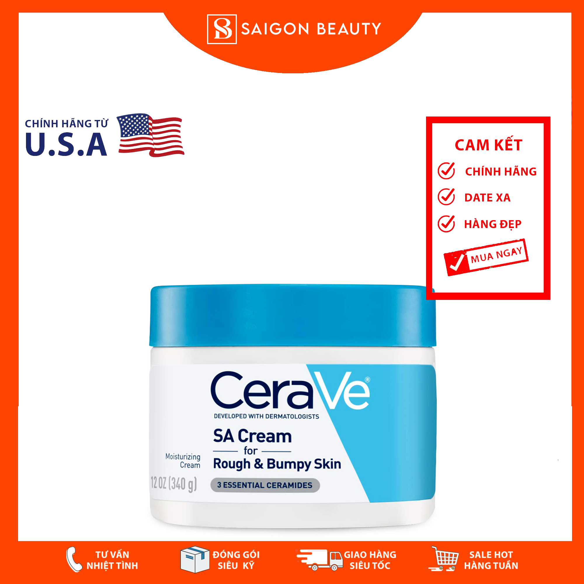 Kem dưỡng CeraVe SA Cream Rough and Bumpy Skin (340g)