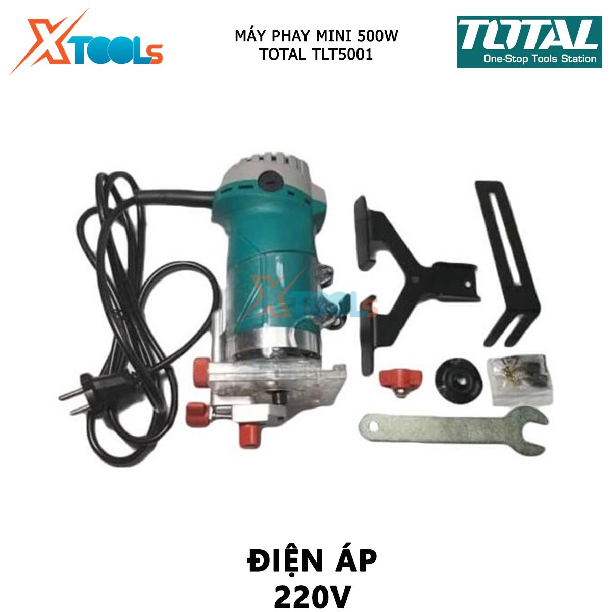 Máy phay mini đa năng  TOTAL TLT5001 Máy phay mini cầm tay có điện thế220-240V Công suất 500W, Tốc độ: 3500rpm, 6.3mm and 1/4" XTOOLs