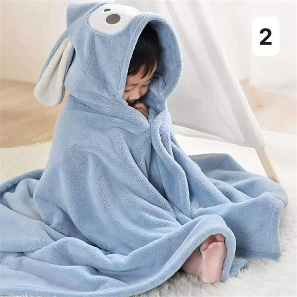 Khăn tắm cho bé, khăn choàng tắm có mũ, áo choàng tắm cho bé đi biển 70x140cm , khăn choàng tắm cho bé có mũ
