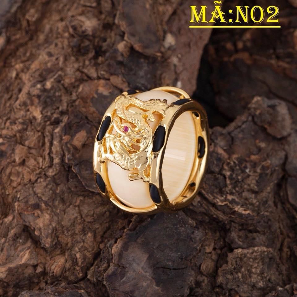 Trang sức nam Nhẫn nam bạc Thái mạ vàng 2 hàng lông cao cấp, may mắn