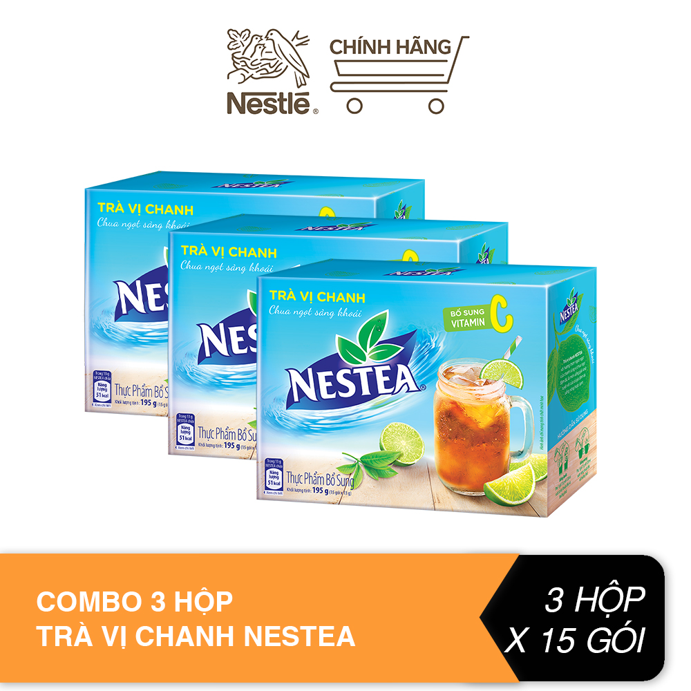 Combo 3 hộp trà vị chanh nestea - 15 gói/hộp x 13g